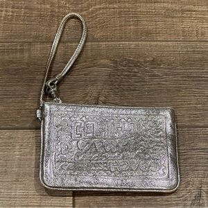 COACH Poppy Mini Skinny Wristlet ID Key Ring Credit Card Wallet